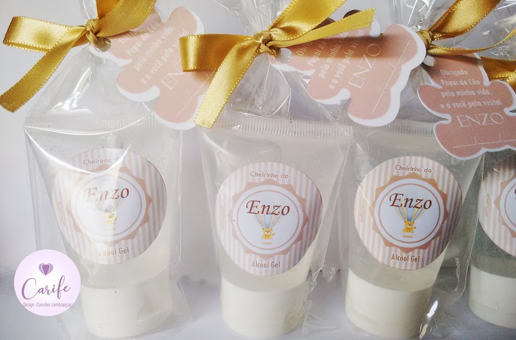 Lembracinhas Maternidade Alcool  Gel  tema balão